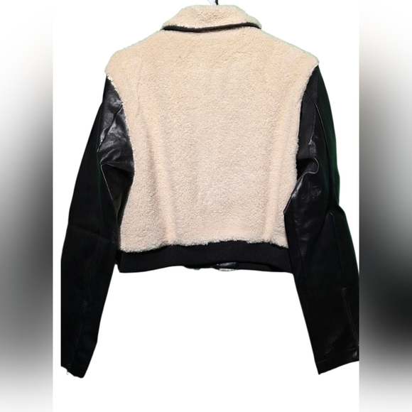 Blue Blush Black and Cream Teddy Jacket Faux Leather S, M, and Large - Picture 3 of 6